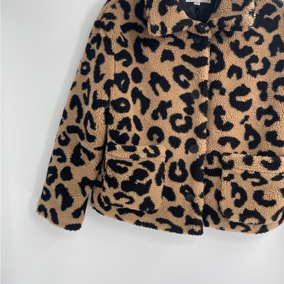 APPARIS anthropologie Animal Print Leopard cheetah Faux Fleece Teddy Jacket xs - Picture 3 of 13